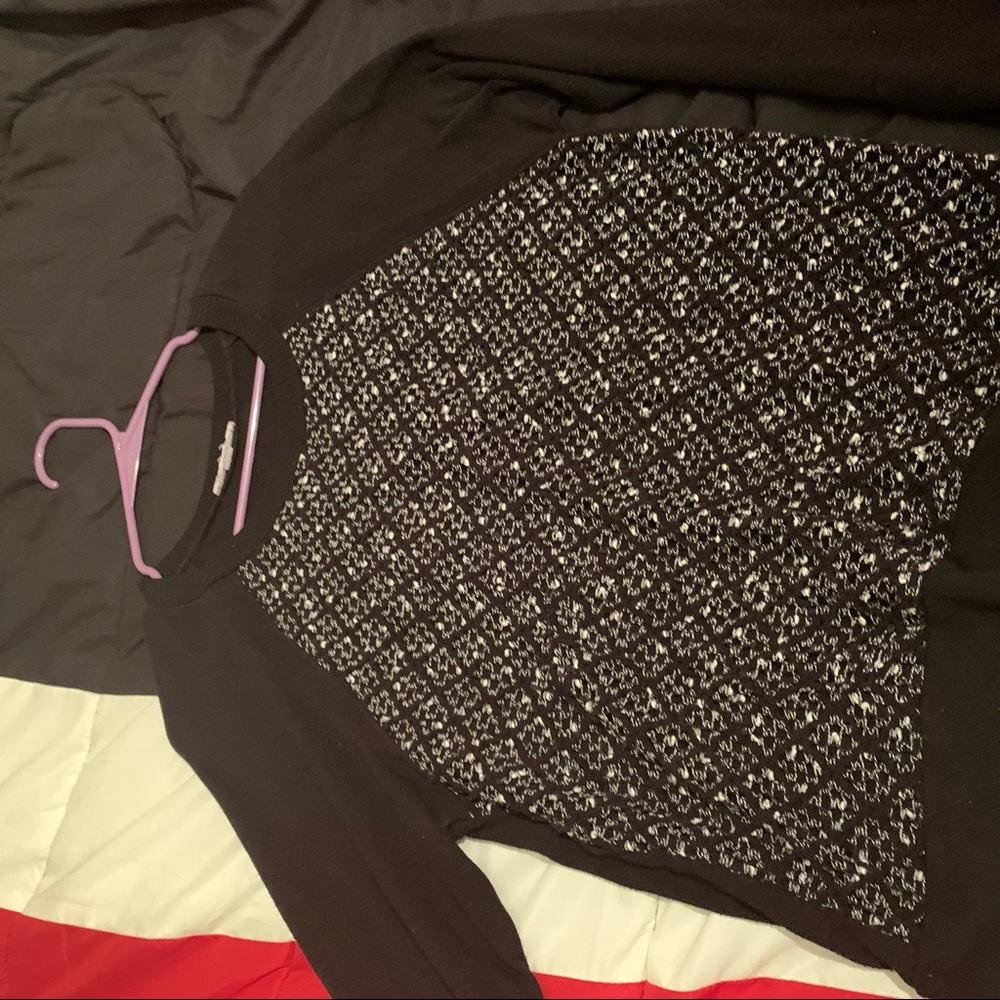 Black and white knitted sweater